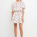 Minifalda con estampado de cerezas
