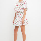 Cherry Print Mini Skirt