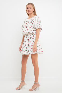 Cherry Print Mini Skirt