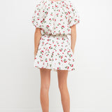 Minifalda con estampado de cerezas