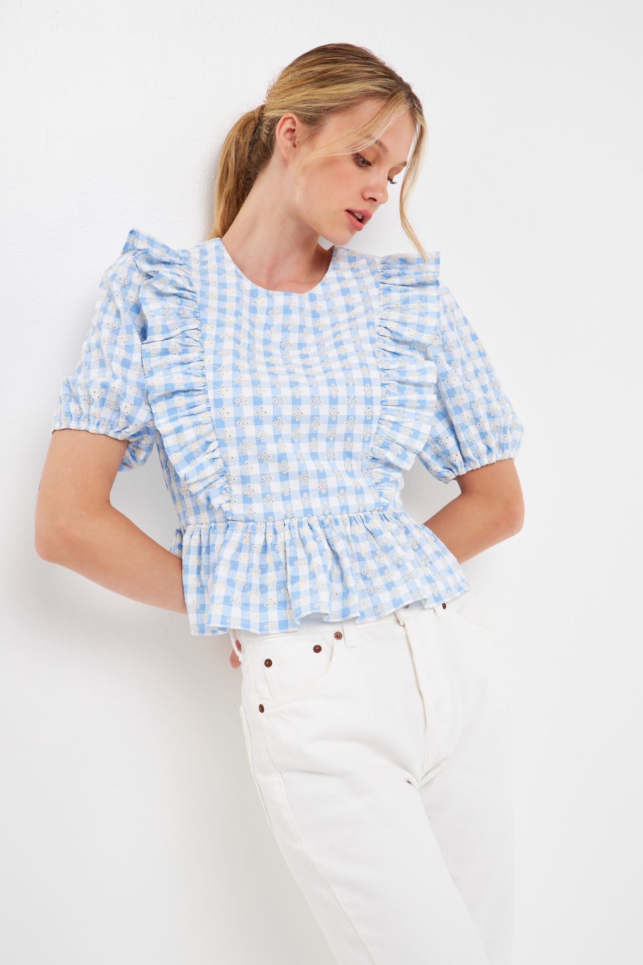 Gingham ruffle top online