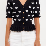 Heart Cardigan with Short Puff Sleeve