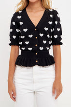 Load image into Gallery viewer, Heart Cardigan with Short Puff Sleeve
