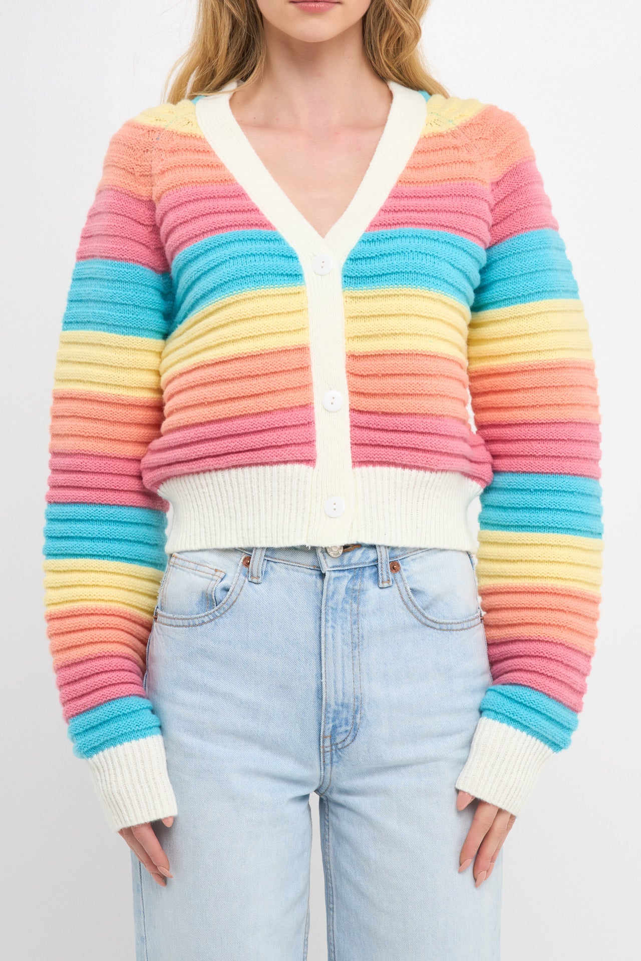 Rainbow Striped Knit Cardigan – English Factory