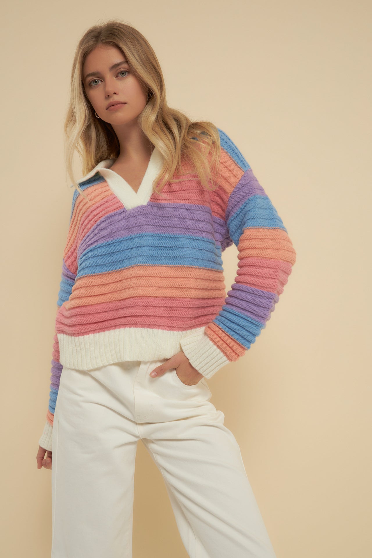 Rainbow Striped Knit Top – English Factory