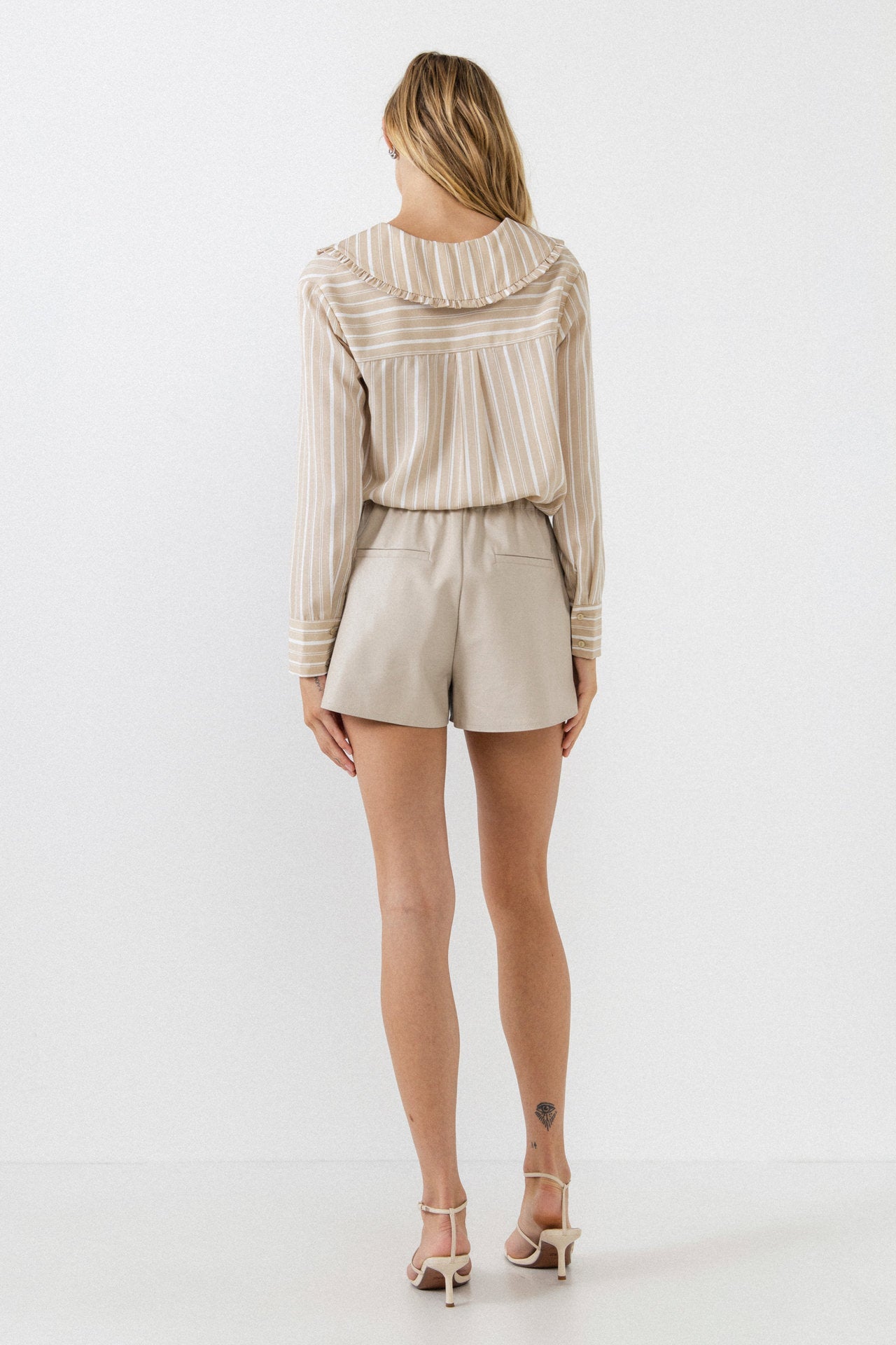 ENGLISH FACTORY - Ruffled-Collar Striped Shirt - SHIRTS & BLOUSES available at Objectrare
