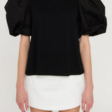 ENGLISH FACTORY - Puff Sleeve T-Shirt - T-SHIRTS available at Objectrare